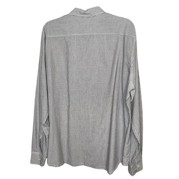 Theory Men's Quiet Luxury Office Work Striped 100% Cotton Button Down Shirt XXL - Picture 2 of 10